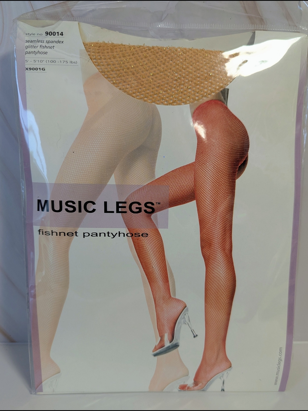 MUSIC LEGS Gold Fishnet Pantyhose with Glitter